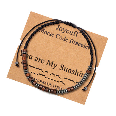 You Are My Sunshine Secret Message Wood Morse Code Bracelet Motivational Jewelry for Her