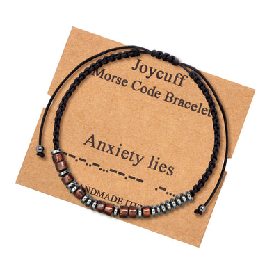 Anxiety Lies Wood Morse Code Bracelet Secret Message Inspirational Jewelry for Her