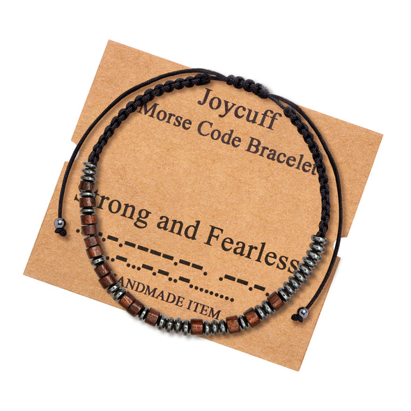 Strong and Fearless Morse Code Bracelet for Women Inspirational Gift for Her