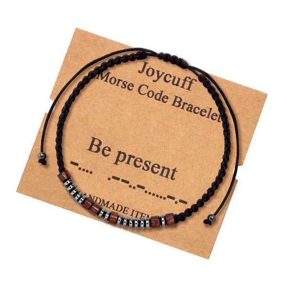 Be Present Morse Code Bracelet for Women Inspirational Gift for Her