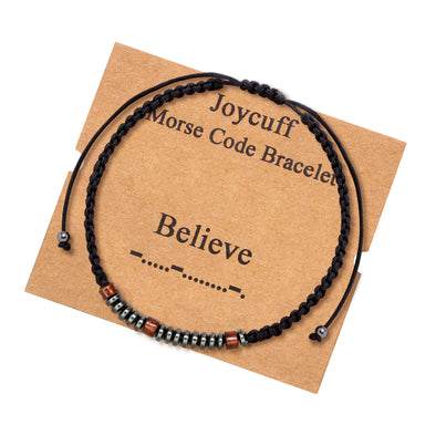 Believe Secret Message Wood Morse Code Bracelets Inspirational Believe Jewelry for Women