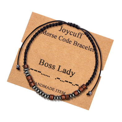 Boss Lady Morse Code Bracelet for Women Inspirational Gift for Her